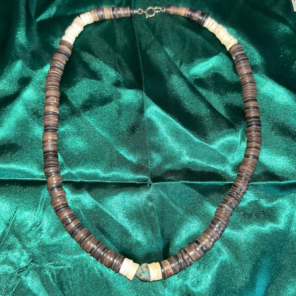 Boho beaded necklace with turquoise center stone